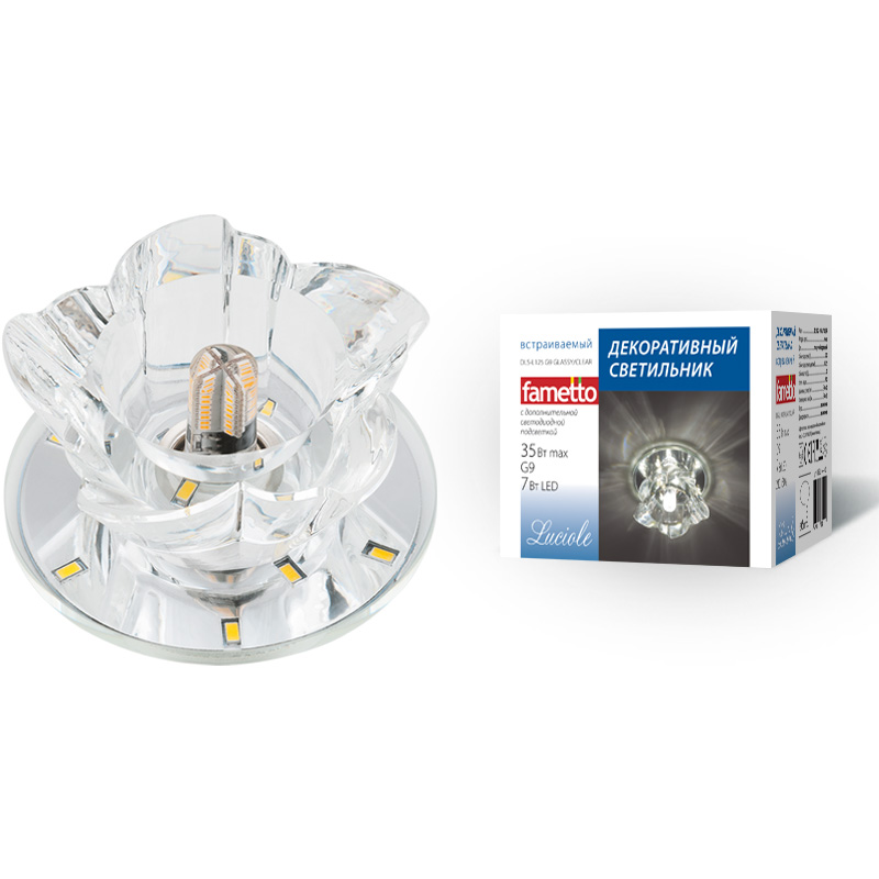 DLS-L125 G9 GLASSY/CLEAR Светильник декоративный встраиваемый, серия Luciole. Без лампы, цоколь G9.
